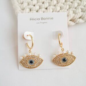 Alicia Bonnie Sophia Evil Eye Gold Zirconia & Pearl Earrings